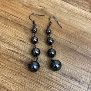 Black Graduated Bead Earrings